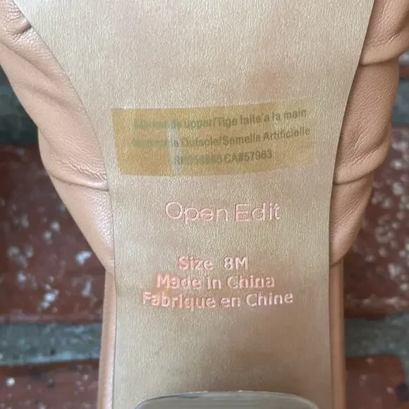 Open Edit Cora Tan Twisted Slide Sandals - Women's Size 8 Block Heel - Picture 7 of 7